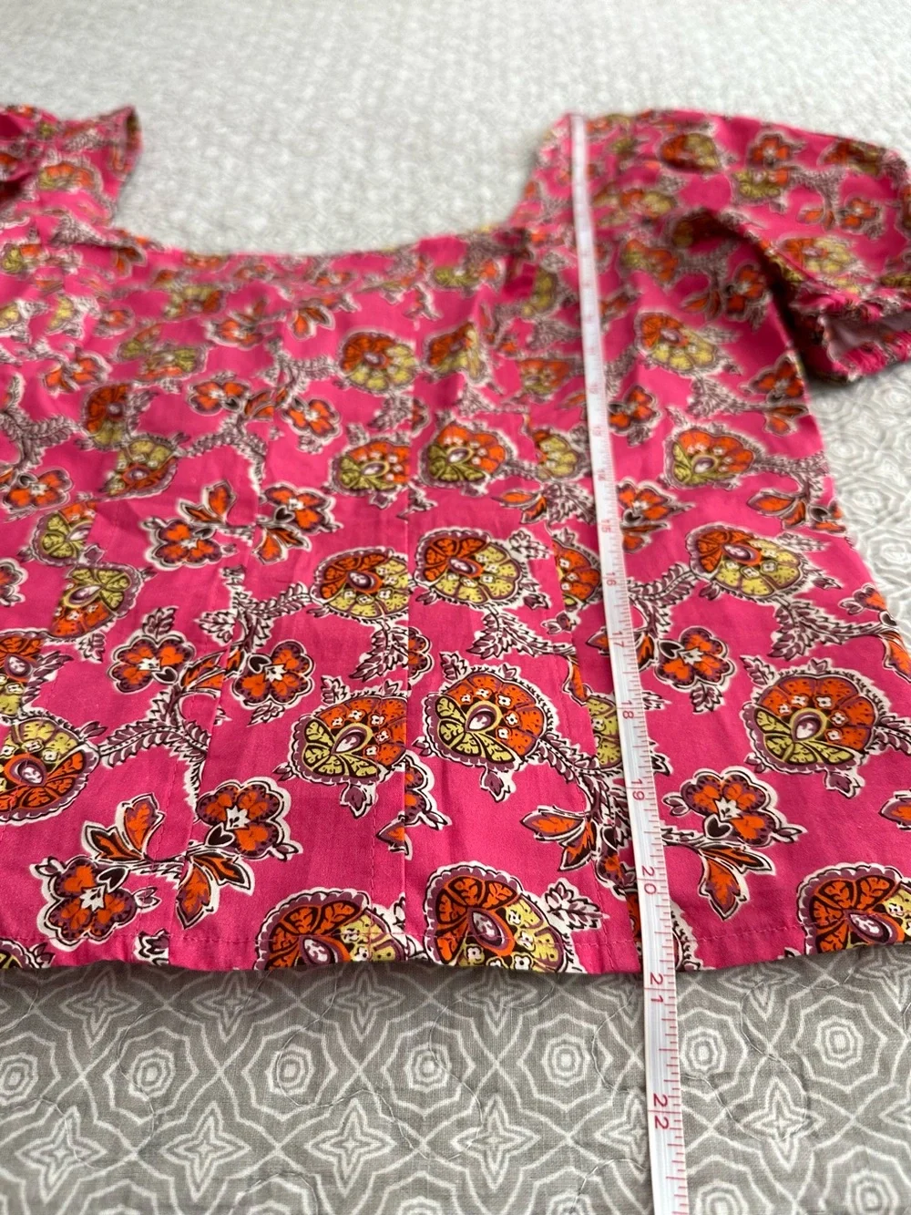 J. CREW Collection Puff-Sleeve Square-neck Top Ratti Pink Cottagecore Size 6